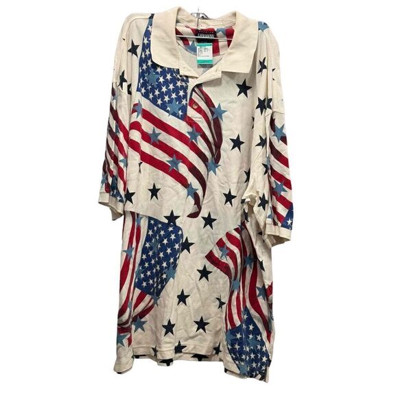 Other - Divots Unisex Long Sleeve American Flag Pattern Collared Polo Shirt S XXL